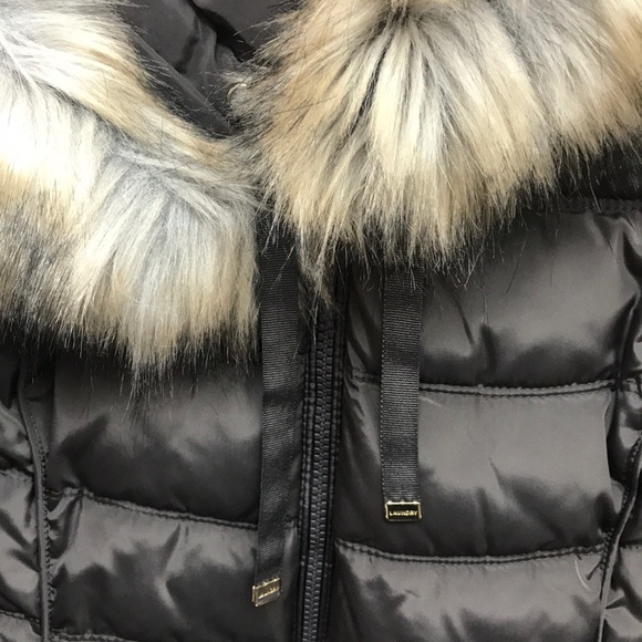 NWOT,Laundry by Shelli segal down fur hood,Olieve - Picture 7 of 16